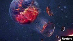 An artist's impression shows a terrestrial planet in the process of being captured by a twin star, in this handout illustration obtained by Reuters on March 20, 2024. (Intouchable, OPENVERSE/Handout via REUTERS)
