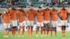Le RS Berkane avant le match contre les Sud-Africains des Pirates d'Orlando Pirates en 2022. (Photo by Pius Utomi EKPEI / AFP)