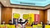 台湾的华人民主书院、台湾香港协会、香港边城青年、台湾民间司法改革基金会、台台湾人权促进会、国际特赦组织台湾分会和自由之家等团体代表与在台港人，3月21日联合召开记者会，谴责港府的23条立法。(美国之音特约记者 李贤）