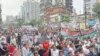 এক দফা দাবিতে ঢাকায় কালো পতাকা নিয়ে বিএনপির গণমিছিল