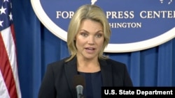 La portavoz del Departamento de Estado Heather Nauert.